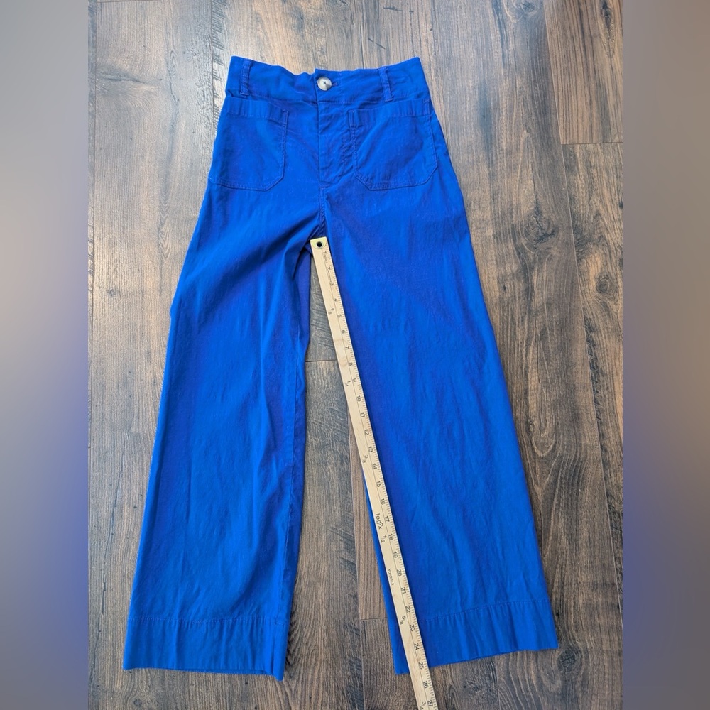 Anthropologie Maeve The Colette Wide Leg Crop Pants Royal Blue Size 25 - Picture 12 of 12